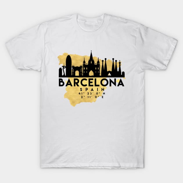 Barcelona Spain Skyline Map Art T-Shirt by deificusArt